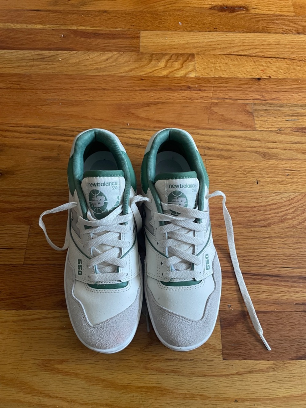 New Balance 550 White and Green Low-Top Sneakers